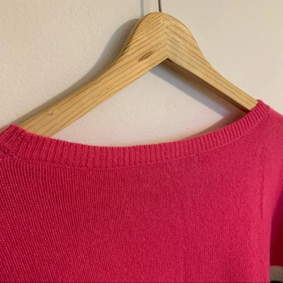 360 Cashmere 3/4 Sleeve Striped Boat Neck Sweater in Pink, Size M - Picture 9 of 11